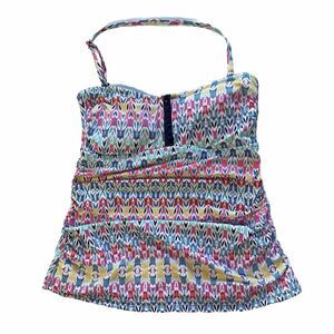 Cole of California Womens Halter Strap Tankini Top Small Multicolor Swimsuit Top